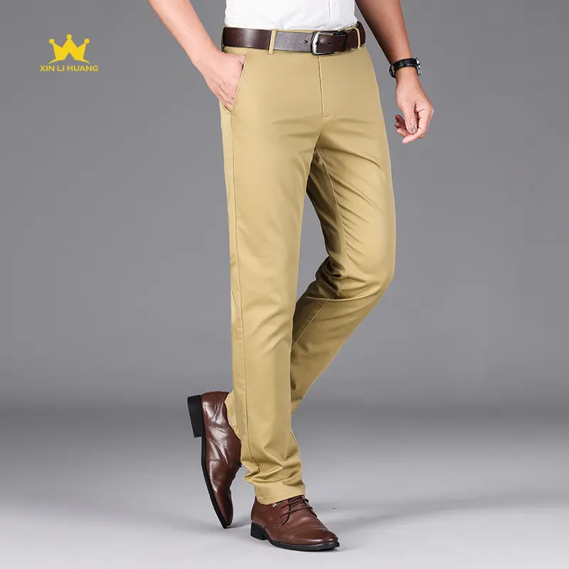 Pantalones chinos de hombre finos transpirables de verano de alta calidad, suaves resistentes a las arrugas, que admiten la personalización