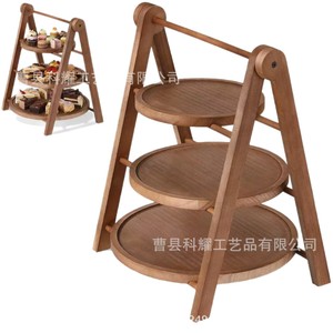 Estante Redondo de Madera de Varias Capas para Postres, 3 Niveles, Plegable, de Madera Maciza, para Bodas, Fiestas, Decoración del Hogar - Product Image 5
