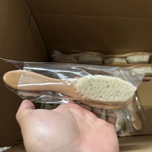 Natural Wood Handle Soft Goat Hair Bristles Brush Baby Hair Cleaning Brush - Product Image 5