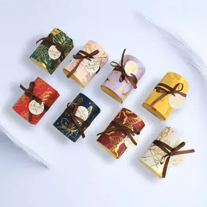 wholesale paper Treasure Chest gold candy box with ribbon wedding party favor gifts candy box with cards