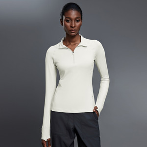 Abbigliamento da palestra a manica lunga t-shirt Yoga mezza cerniera da donna - Product Image 4