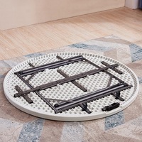 Table et Chaises de Repas Pliantes Rondes d'Extérieur en Plastique HDPE avec Pieds en Métal pour Événements, Hôtels, Jardins, Pique-Niques – Tables Pliantes 8ft et 6ft