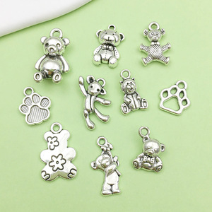 Pendentif petit ours, formes variées, alliage d'argent antique, accessoire de bijouterie DIY pour bracelet, collier, artisanat - Product Image 3