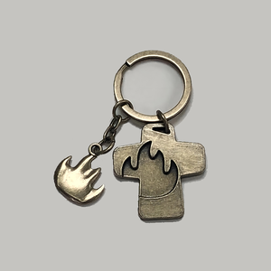 สั่งทําพิเศษแฟชั่นที่สวยงาม Alpha Series รูปร่างเปลวไฟของขวัญแหวนกุญแจโลหะหัตถกรรมที่ใส่กุญแจสําหรับของขวัญธุรกิจ - Product Image 1