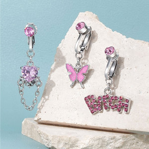 <strong>Belly</strong> <strong>Ring</strong> Heart Zircon Pink Butterfly <strong>Belly</strong> Button <strong>Rings</strong> Piercing Jewelry Wholesale Fashion Jewelry Body Piercing Jewelry - Product Image 3