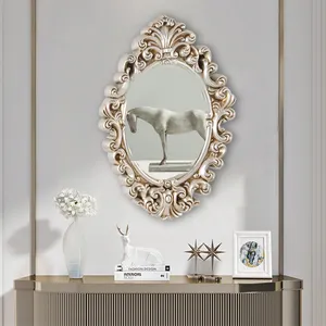 Miroir encadré en PU français classique de luxe miroirs décoratifs en or antique mur