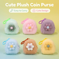 Porte-monnaie en peluche Kawaii personnalisé OEM ODM, mini portefeuille mignon de dessin animé, sac porte-clés souple tendance en gros