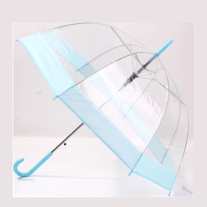 Manual Open Solid Blue Dome Transparent PVC Fabric-Straight Umbrella Metal Fiberglass <b>Frame</b> 102cm Diameter Business Gifts Modern - Product Image 1