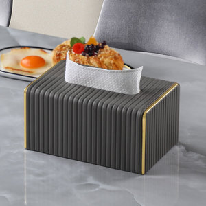 Tissue Box Minimalist Nordic Style White With Gold Trim Free Standing Waterproof Multipurpose Storage For Living Room Or Hotel - Product Image 4