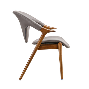 Modern <b>Dining</b> <b>Chair</b> with Curved Wood Armrest Upholstered Fabric Seat Swivel Design & Wood Legs for Home <b>Dining</b> Room & Kitchen - Product Image 4