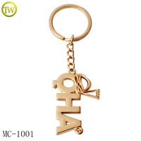 Forme ronde en laiton logo porte-clés breloque personnalisé lettre creuse porte-monnaie en métal étiquettes volantes pour sacs fourre-tout