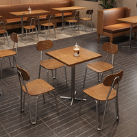 Nouvel arrivage Ensemble de meubles pour restaurant fast-food Canapé et chaise de salle à manger en métal Table à manger en bois pour restaurant et café