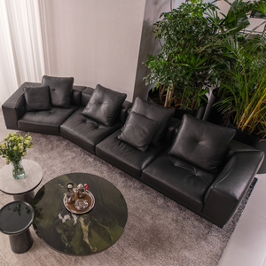 Best Quality Mid <b>for</b> Modern Style Minottii Dylan Octagon Genuine Leather Three Seat Sectional <b>Sofa</b> Latest Size Sitting Room - Product Image 3