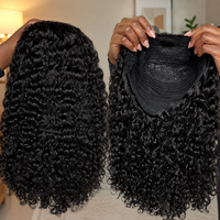 Perruques en cheveux humains bruts indiens, bouclés birmanes, demi-perruque 3-en-1 à cordon de serrage, vente en gros