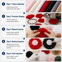 Bunga Peony Chiffon 3D Besar 14cm Grosir, Aplikasi Bunga Kain Buatan Tangan untuk Aksesoris Rambut DIY, Bros, Gaun, Sepatu, Topi