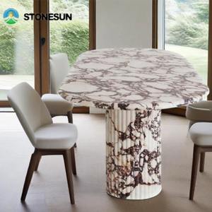 Stonesun Venta caliente Calacatta <span class=keywords><strong>Viola</strong></span> Pulido 2 patas Oval Mármol Piedra Comedor Calacatta <span class=keywords><strong>Viola</strong></span> Mármol para mesa <span class=keywords><strong>de</strong></span> sala <span class=keywords><strong>de</strong></span> estar - Product Image 2