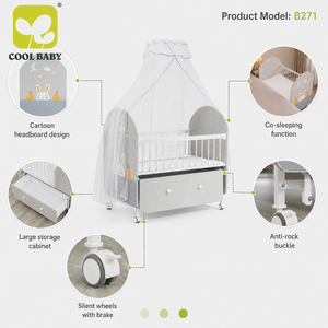 B271 CoolBaby Factory Wholesale Baby Crib <strong>with</strong> Rocking Function Co-Sleeper Function <strong>and</strong> Storage <strong>Drawer</strong> for Indoor Use - Product Image 3