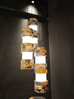 Lámpara de Pie Moderna de Alta Gama con Columna de Piedra Hexagonal, Tamaño Personalizado, para Decoración de Esquinas de Hoteles, Salones, Oficinas y Showrooms