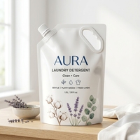 Pochettes personnalisées imprimées de 500 ml, 1 L, 2,5 L pour lessive avec poignée en plastique – Sachets d'emballage de détergent liquide à fond plat