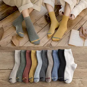 Özelleştirilmiş four seasons tüm amaçlı çorap kadınlar katı renk beraberlik bir çift pamuk çorap erkekler için