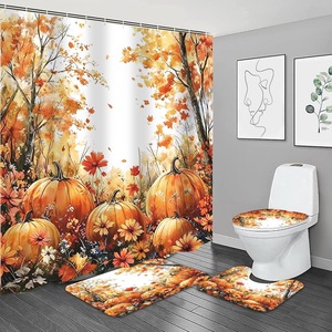 Rideau de Douche en Polyester Imprimé Numérique Roses Blanches Feuilles Dorées Imperméable Personnalisable Vente en Gros Moderne - Product Image 5