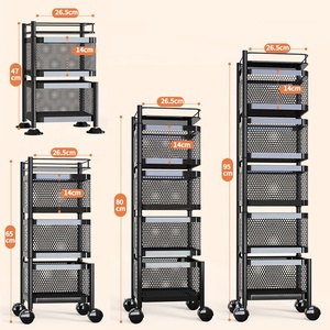 Étagère rotative de rangement de <span class=keywords><strong>cuisine</strong></span> <span class=keywords><strong>moderne</strong></span> blanc noir 3/4/5 couches support de stockage de légumes ou de fruits - Product Image 3