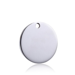 Collier pendentif porte-clés en acier inoxydable plaqué argent de haute qualité, gravure personnalisée, léger, logo sur mesure, taille 30 mm - Product Image 1