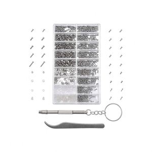 1000pcs Silver Stainless Steel Screw Set Assortment Watch Eyeglasses Sunglass Cell Phone-Hand Operated Hard Case OEM 4-40 - Product Image 1