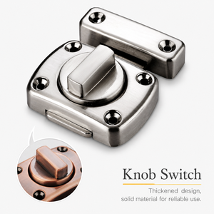 Reversible Rotating Bolt Latch Lock with Turn <strong>Knob</strong> Thickened Sliding Tongue Surface Mounted Screw Fixed Manual Security Hardware - Product Image 4