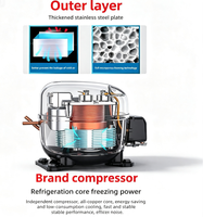 Réfrigérateur-congélateur triple porte 300L, congélateur en bas, réfrigérateur en haut, double température, acier inoxydable 304, affichage LED, vertical