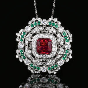 Ciondolo <span class=keywords><strong>di</strong></span> lusso a forma <span class=keywords><strong>di</strong></span> fiore Nano <span class=keywords><strong>di</strong></span> colore rosso <span class=keywords><strong>sangue</strong></span> e verde <span class=keywords><strong>di</strong></span> alta qualità per gioielli alla moda - Product Image 5