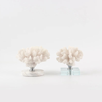 Sculpture de Corail Blanc en Gros sur Base de Marbre, Ornement de Table Moderne Style Côtier pour Salon, Villa, Hôtel, Décoration Intérieure, OEM
