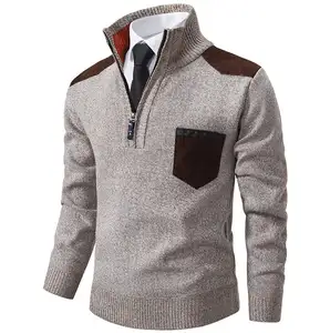 Großhandel Geschäft Stehkragen Pullover Pullover lässig dicke Plüsch Herren Pullover Jacke