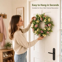Harga Grosir Karangan Bunga Plastik Modern Tahan Lama untuk Dekorasi Dinding dan Pintu, Cocok untuk Musim Semi, Natal, Thanksgiving, dan Tahun Baru