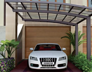 Abri d'auto sur pied en aluminium solide toit en polycarbonate auvent à cadre métallique pour parking de voiture <span class=keywords><strong>bois</strong></span> traité à la pression Type naturel - Product Image 5