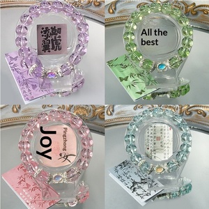Pulsera de cuentas cuadradas de resina acrílica y lucita, estilo <span class=keywords><strong>Xiaohongshu</strong></span>, fresca y dulce, accesorio de mano para niños y estudiantes, regalo al por mayor - Product Image 2