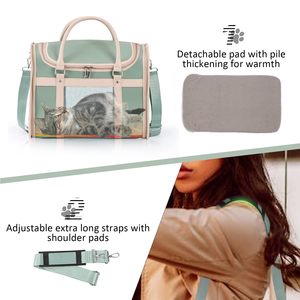 Transportín para gatos de piel sintética ligero y espacioso con correa ajustable para uso diario veterinario y de viaje - Product Image 5