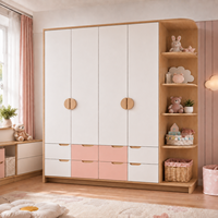 Armoires pour enfants personnalisées en promotion, placards modernes en bois avec tiroirs, armoires de rangement blanches et roses pour chambre d'enfant et crèche