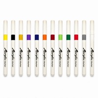 Marqueurs de peinture acrylique 12 couleurs à pointe fine avec votre logo, étui de transport pour toile, roche, bois, verre, céramique, bricolage artistique, vente en gros