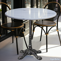 Table basse ronde blanche en marbre de 80cm avec dessus en marbre véritable Pieds français en fer forgé noir
