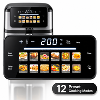 Friteuse à air numérique 10L avec fenêtre visible, double chauffage, puissance 2200W, 12 programmes de cuisson prédéfinis, grande capacité, pour la maison