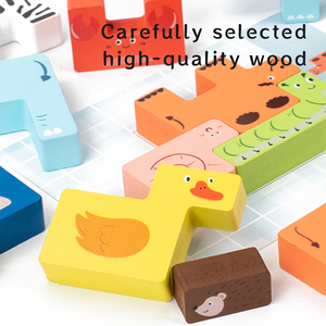 Animal Tower Wooden Block Set Logic Puzzle Montessori Educational Toy for Kids 50 Pieces Logical Thinking Spatial Reasoning - Product Image 6