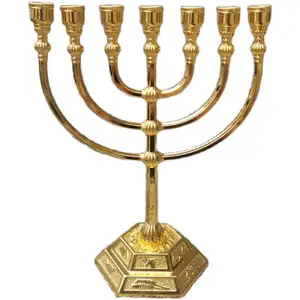 Religious gift Menorah Design Eight Arms Candle Holder Traditional Indian Stylish vintage iron candle holder