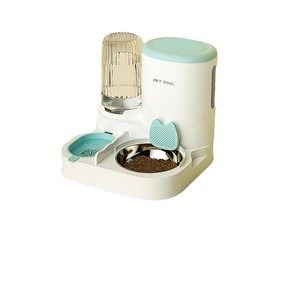 Mangeoire <span class=keywords><strong>automatique</strong></span> pour chats et chiens Distributeur d'eau pour animaux de compagnie Bol intégré en plastique arrondi pour manger et boire Stockage des aliments pour chats - Product Image 1
