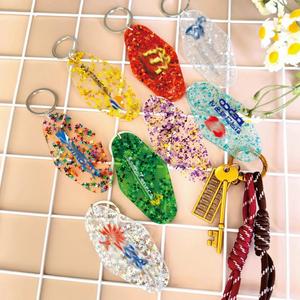 Custom Acrylic UV for DTF Decal Printing Motel Keychain Glitter Rhombus Shape Luggage Tags and Room Labels Blank Plastic - Product Image 1