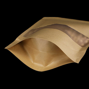 Logo White Brown Kraft Paper Bag Laminated Resealable Heat Sealing Bags to Pack Food Self Sealing Nut Stand up <b>Pouch</b> with Window - Product Image 6