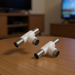 Video Interconnect <b>Adapter</b> T Type 3 Way RCA Connector Nickel Plated Durable For Audio Video Splitting - Product Image 2