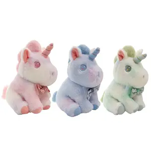 Cartoon fantasy colorful sitting unicorn plush doll rainbow angel Pegasus toys children's birthday gift