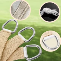 Voile d'ombrage triangulaire beige en tissu HDPE 50-200 GSM avec anneaux en D en acier inoxydable pour terrasse et patio
