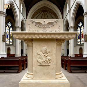 Altar de Iglesia de Mármol Tallado a Mano con Relieve del Espíritu Santo y San José - Product Image 1